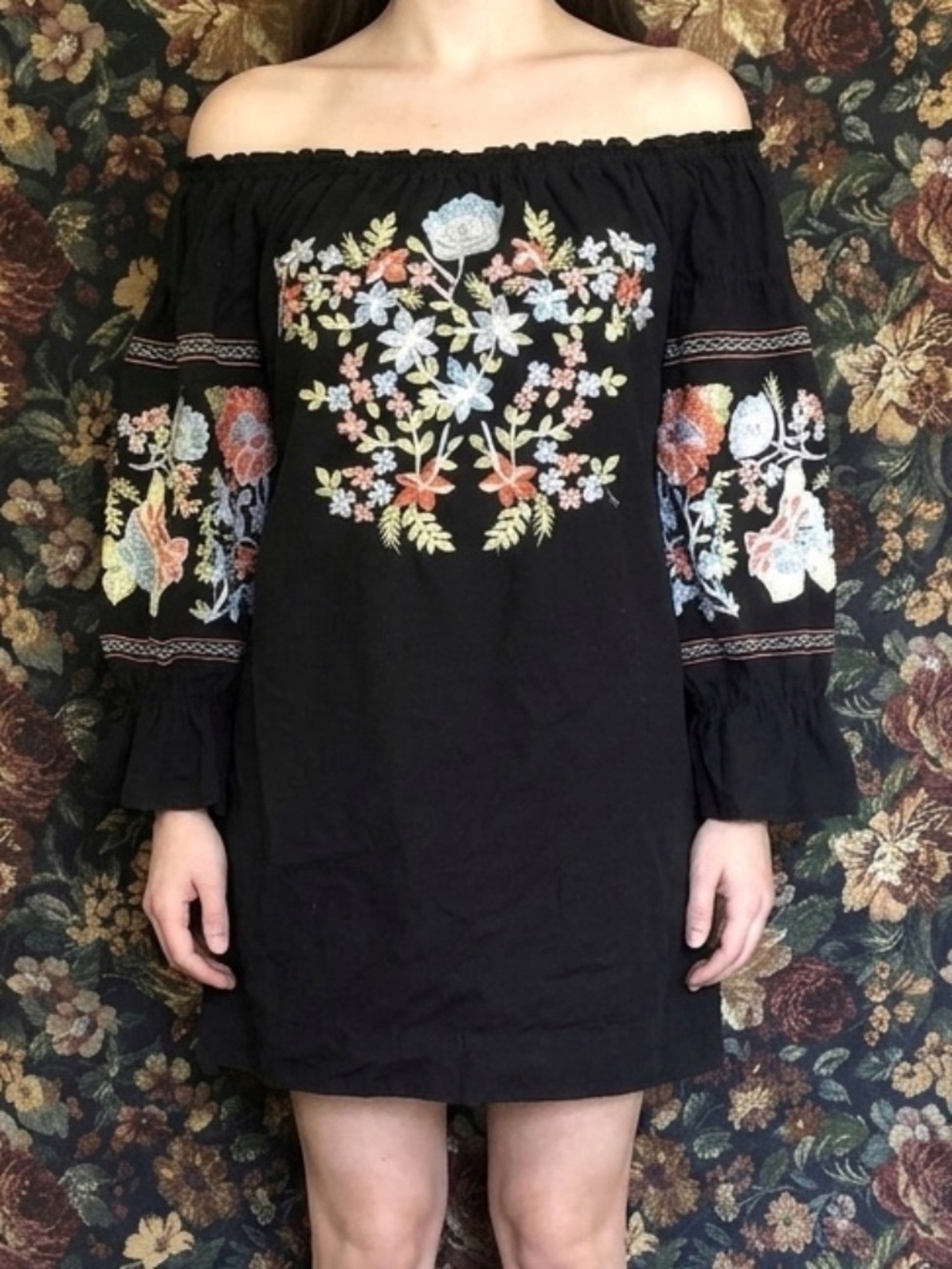 Free People Embroidered Boho Mini Dress / Tunic - Size XS